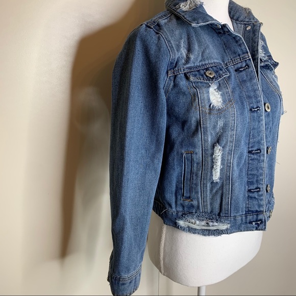DISTRESSED DESTROYED DENIM JEAN JACKET - Picture 5 of 13